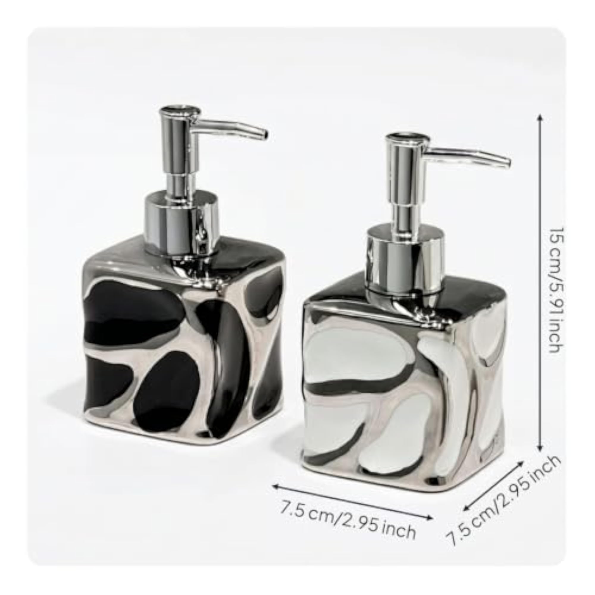 Marbled Ceramic Lotion Dispenser, Black and White