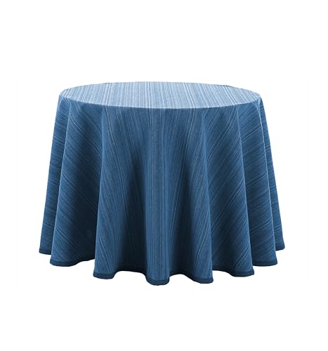 Donegal Collections Falda Mesa Camilla Redonda 90 cm Riby Azul - Tejido Primavera Verano - Faldillas Mesa Camilla con Altura para Mesa 75 cm - 50% Algodón 50% Poliester Fabricado en España