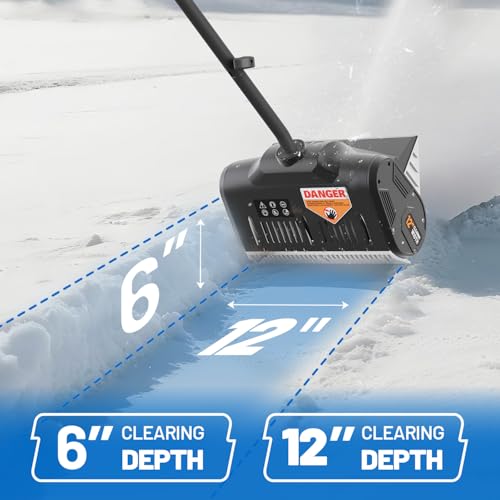 Litheli 20V Cordless Snow Shovel, 12'' Brushless Electric Snow Blower with 4Ah Batteries Included, Lightweight Battery-Powered Snow Thrower for Driveway & Sidewalk - Image 2
