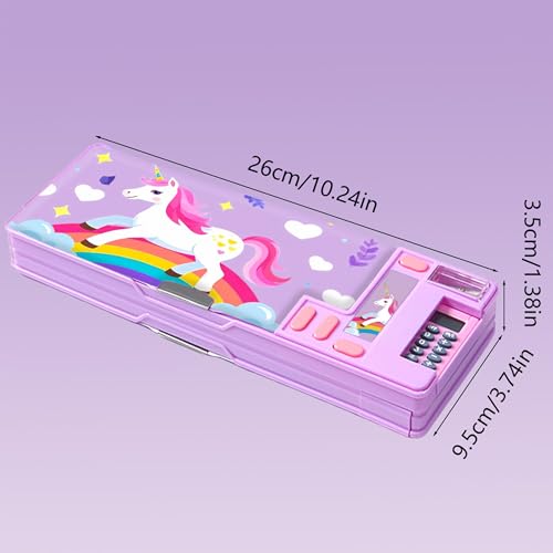 Image of Pop Up Multifunction Pencil Case, Cute Cartoon Pen Box Organizer Stationery with Calculators, Sharpener, Schedule, School Supplies, Best Birthday Gifts for Kids