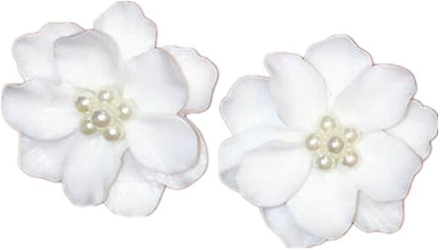 LJSLYJ 1 Pair Big White Camellia Flower Earrings for Women Elegant Gift Ear Studs Jewelry
