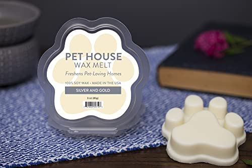 Pet House Silver & Gold Scented Christmas Wax Melts - Natural, Long-Lasting, Plant Based Pet Friendly Holiday Blend of Frankincense and Myrrh Pack of 2