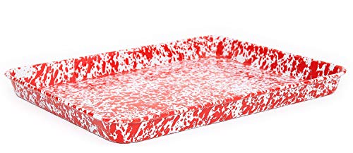 Enamelware Jelly Roll Pan, 16.25 x 12.5 inches, Red/White Splatter