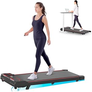 Cinta de Correr Eléctrica con Inclinación, Cinta de Andar portabilidad para el Hogar Debajo del Escritorio, Pantalla LED, 1-6 km/h, para el Hogar/Oficina, sin Necesidad de Instala (Rojo)