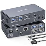 CMSTEDCD USB C Docking Station with KVM Switch 2 Monitors 2 Computers 4K@60Hz HDMI EDID KVM Switches Dual Monitor for 2 Mac or Laptops Share a 1G Ethernet 5 USB A/C Devices and SD/microSD