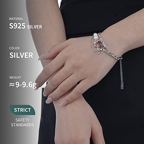 Women Baroque Pearls Handmade 925 Sterling Silver Bracelets Ruby Link Bracelet Fashion Personality Jewelry Gift For Girls Silver #TOP2