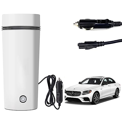 Image of Oshotto 12V Portable Electric Kettle Cup Stainless Steel Electric Kettle Auto Shut-off For Travel Camping, Road Trip Compatible with Mercedes E Class (2017-2026) (350ml) - White