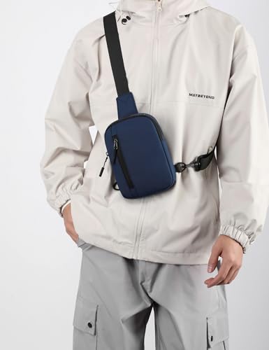 Image of Peicees Mens Mini Sling Bag Chest Bag Shoulder Bag Women Crossbody Bag Phone Holder with Reversible Strap and Dual Pocket