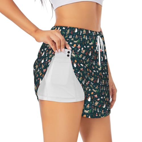Short de sport Noël femme pour entraînement extérieur et gym