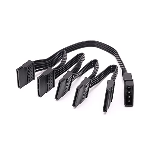 Câble d'alimentation IDE Molex 4 broches vers SATA 15 broches, câble adaptateur répartiteur d'alimentation de disque dur 4 broches mâle vers 5 x 15 broches femelle...