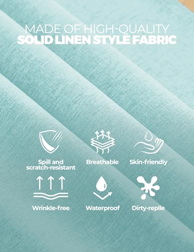 Decorelia Waterproof Reusable Small Table Cloths for Dining Table, Outdoor Washable Cloth Tablecloths for Rectangle Tables for Holiday, Wedding, Dining,Picnic(Oblong, 52 X 70 Inch (4-6 Seats), Aqua)