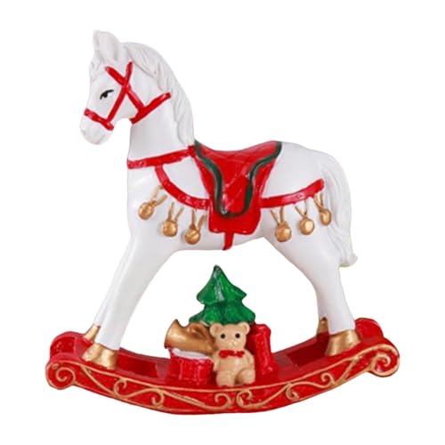 SZLIFE Petit cheval à bascule décoratif de Noël, statue d'animal, ornement en résine, sculpture de cheval à bascule pour étagère, salon, Halloween, Rouge