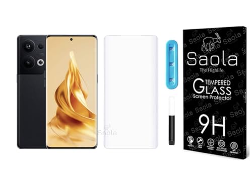 Image of Saola Curved Uv Tempered Glass For Oppo Reno 9 Pro+ 5G Cellphone Comes With Uv Light & Glue For Finest Pasting. Edge To Edge Protection With Case Friendly Fit. (Pack Of 1) Transparent