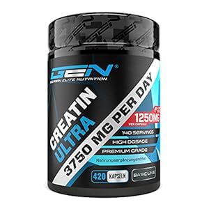 Creatine Ultra Caps – 420 capsules met elk 1250 mg zuiver creatinemonohydraat – Premium: Ultrafijn + Meshfactor van 200…