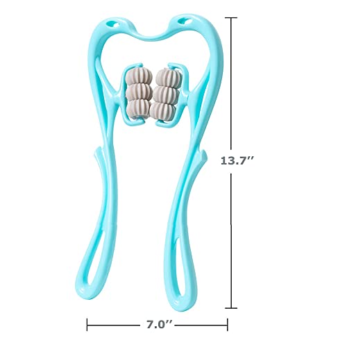 Echozone Manual Neck Massager,Handheld Shoulder Massager For Pain Relief Multifunctional Ball Roller Massager With 6 Balls Point For Neck,Shoulder,Back,Legs And Waist Massage(Blue) #TOP6