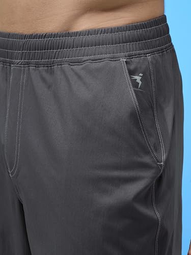 Image of TECHNOSPORT Men's Solid Straight Fit Cargo Pants TS Flexi 6 Pocket Polyester Quick Dry Elasticated Drawstring for Gym Travel Running Workout