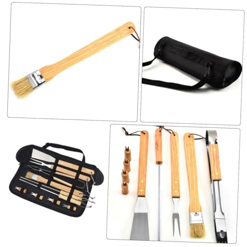 Kit parrillero portátil Zerodeko 10 piezas con mango de madera miniatura 6