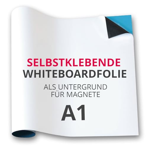 Magstick Ferrofolie Whiteboard-Folie selbstklebend I DIN A1 I flexibel beschreibbar abwischbar I Haftgrund für Magnete I in weiß I mag085