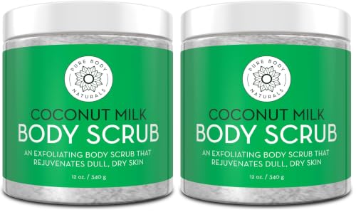 Esfoliante corporal Pure Body Naturals com leite de coco e sal do Mar Morto, 12 oz, pacote com 2