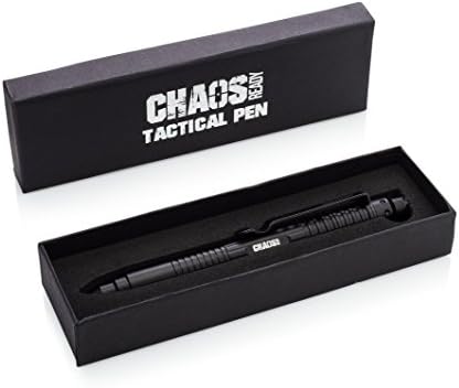 Chaos Ready Tactical Pen - EDC Pen with Pen Light, Window Breaker, DNA Catcher, Aircraft Aluminum, Police Gear, Discreet Black w/Gift Box