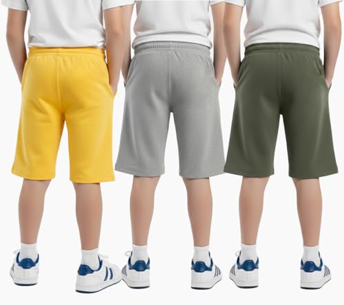 Image of hotfits Boy's Cotton Knee Length Graphic Casual Shorts with Pocket -Pack of 3