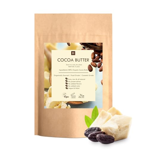HalalEveryDay Raw Cocoa Butter 5 lb Food Grade & Cosmetic Grade Unrefined Organic Cocoa Butter Chunks for Baking Lotion Body Butter Lip Balm & DIY Skincare