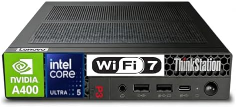 Lenovo ThinkStation P3 Mini Desktop Computer | Intel Core Ultra 5 CPU (10 Cores, Up to 4.9GHz) | 16GB DDR5 RAM, 512GB SSD | NVIDIA RTX A400 Graphic (4GB GDDR6 RAM) | WIFI7 | Dual 4K Display Support