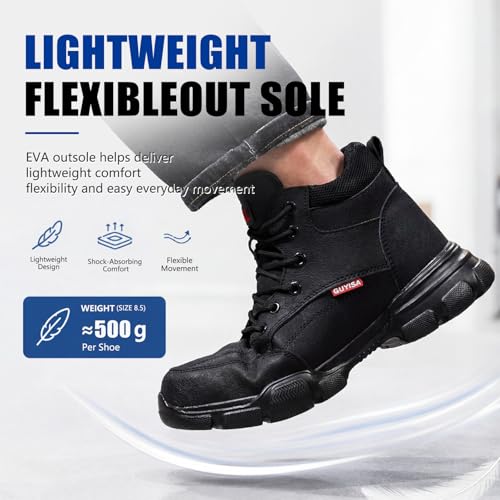 Image of Steel Toe Work Shoes for Men, Lightweight Safety Shoes with Puncture Resistant Midsole, Comfortable Protective Work Shoes for Warehouse Factory Light Construction