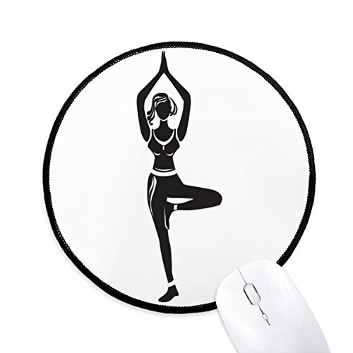Tapetes de ratón DIYthinker Yoga Girl: alfombrilla redonda antideslizante con bordes cosidos
