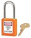 Lockout Padlock, KA, Orange, 1/4 in., PK6