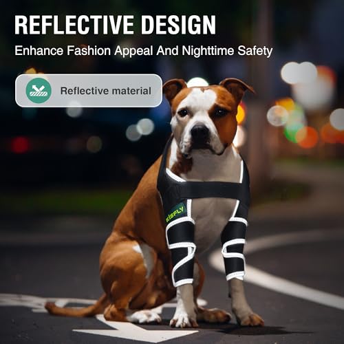 Image of Dog Elbow Protector for Osteoarthritis Canine Elbow and Shoulder Support Dysplasia Elbow Calluses Pressure Sores Dog Front Leg Brace for Better Recovery with Reflective Both Legs XL