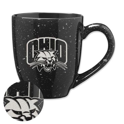 Rico Industries NCAA Ohio Bobcats Black 16 oz Team Color Laser Engraved Speckled Ceramic Coffee Mug