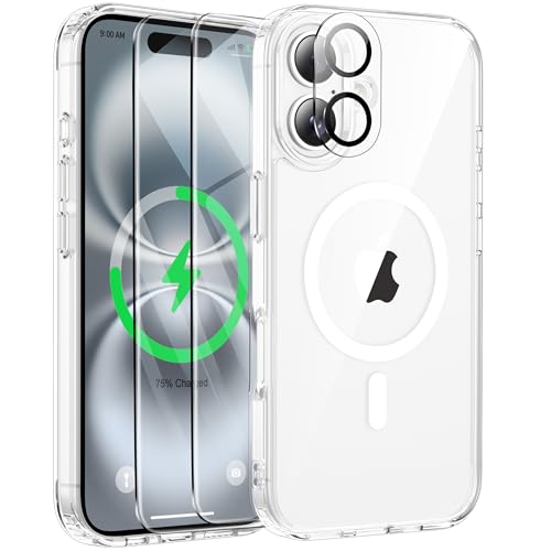 Coque iPhone 16 anti-jaunissement et anti-choc avec verres de protection