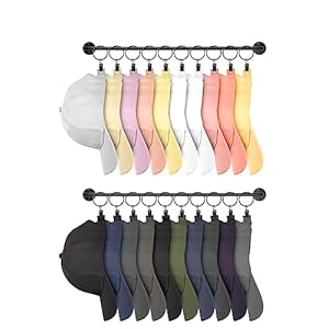 Viklluyr Hat Wall Rack Cap Organizer: Baseball Hat Racks Display Holder with 20 Hooks – Modern Metal Black Hats Storage Wall Mounted Caps Hanger Set of 2 for Closet Door Bedroom Entryway Laundry