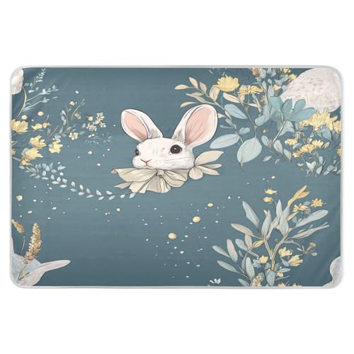 Extra Large Resuable Changing Pad Covers Soft Absorbent Diaper Changing Pad Skin-Friendly Toddler Bedding Products for Infant Baby 52x34in Eucalyptus Rabbit Bowknot Easter