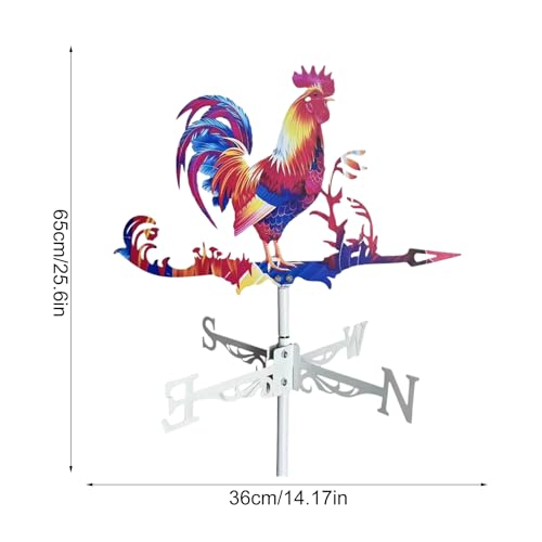 Veleta de gallo de metal resistente para decoración exterior de patios 6