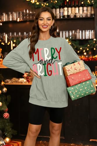 For G and PL Suéter feminino de Natal com gola redonda, tamanho grande, pulôver divertido de Natal,