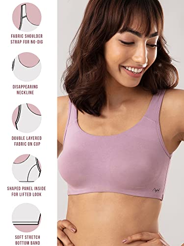 Image of NYKD NYB113 Cotton Non Padded Non Wired Full Coverage Slip On Everyday Bra Wide Straps Gentle Side Lift