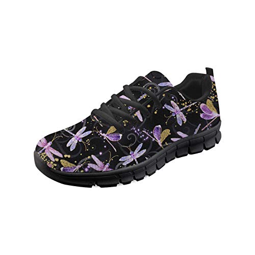 SEANATIVE Damen Sport Gym Sneaker Mode Atmungsaktive Laufschuhe Casual Walking Schuhe, Violett - Lila Libelle - Größe: 42.5 EU