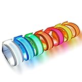 Led Light-Up Bracelets - 8 PCS Glow-in-the-Dark Wristbands, Flashing Fabric for Parties, Camping, Festivals, Halloween, Sports, and Night Activities (Multi-Color)