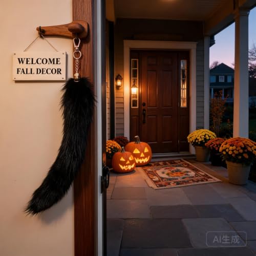 14 Inch Fluffy Fur Chain Bag Charm Fox Tail Keychain for Cosplay Party - image 3