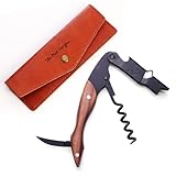 Drincarier wine opener Professional Corkscrews for Wine Bottles w/Foil Cutter and Cap Remover - Manual Wine Key for Servers, Waiters, Bartenders and Home Use - Classic Rosewood