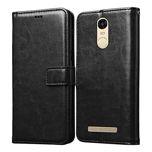 Image of Flip Cover Back Case for Mi Redmi Note 3 | Premium Leather Finish | Inbuilt Pockets & Stand | Flip Cover Back Case for Mi Redmi Note 3 (Black)