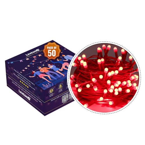 Image of Lexton 40 LED Power Pixel Serial String /Fairy Light | Plug Sourced | Suitable for Home & Outdoor Decoration, Diwali, Christmas, Ramadan, Wedding, Party, Festival (Pack of 50, Red)
