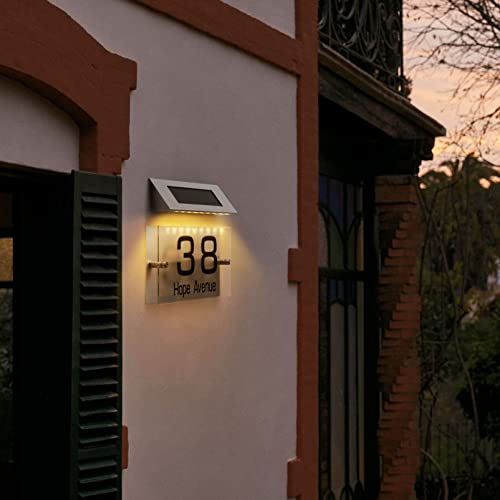 Doitool 444M040146FQ Solar Address Sign, House Numbers Solar Powered, Led Lighted Address Plaque Outdoor Led Illuminated Address Numbers thumb #8