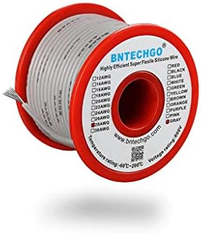 BNTECHGO 28 Gauge Silicone Wire Spool 100ft Ultra Flexible High Temp 200 Deg C 600V 28 AWG Silicone Wire 16 Strands Of Tinned Copper Wire 50ft Black and 50ft Red 2 Separate Wires Stranded Wire