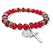 Nazareth Store Religious Cross Bracelet Rosary Red Crystal Beads Wrist Bangle Sacred Catholic Gift Christian Jewelry for Women, Teen Girls, Boys and Men