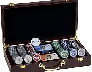 300 POKER CHIP SET LAS VEGAS SIGN WOOD CASE