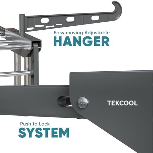Image of TEKCOOL Expandable Clothes Drying Stand for Home|Cloth Dryer Stand with Wheel|Cloth Stand for Drying Clothes Foldable|Stainless Steel Clothes Hanging Stand|Cloth Rack for Balcony(3 Layer, Grey);