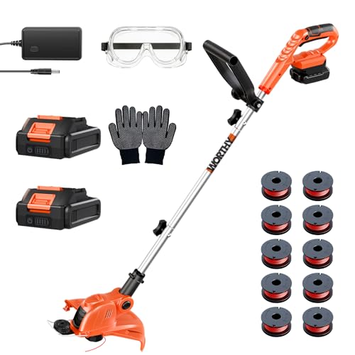 21V Weed Wacker Weed Eater: Electric String Trimmer and Edger 2in1 Lawn Tool Battery Powered 12 Inch...